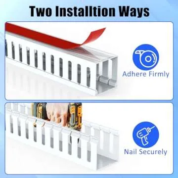 Wire Duct Kit, Open Slot Cable Duct Management Raceway, 123in Cable Track Desk Wire Channel, Cord Cover Wiring Raceway Duct, Cable Raceway Kit to Hide Wall Mount TV Cables - 8x15.4in X 1.97in X 1.97in