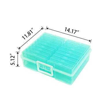 Naivees 4" x 6" Photo Storage Case with Handle, 16 Inner Photo Organizer Keeper, Extra Large Storage Picture Boxes, Seed Storage, Transparent Craft Keeper (Green)