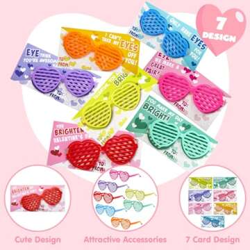 JOYIN 28 Pcs Valentines Day Heart Shaped Shutter Shade Glasses with Gift Cards, Valentine's Classroom Exchange Gifts, Party Favors for Kids, Classroom Holiday Prizes
