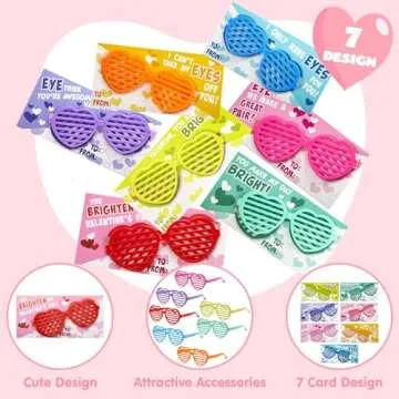 JOYIN 28 Pcs Valentines Day Heart Shaped Shutter Shade Glasses with Gift Cards, Valentine's Classroom Exchange Gifts, Party Favors for Kids, Classroom Holiday Prizes