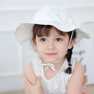 Durio Baby Girl Sun Hat Baby Girl Gifts Cute Bowknot Summer Baby Girl Hat Toddler Girl Hat UPF 50+ Toddler Girl Sun Hat Ivory White Bowknot 6-12 Months