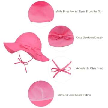 Durio Baby Girl Sun Hat Baby Girl Gifts Cute Bowknot Summer Baby Girl Hat Toddler Girl Hat UPF 50+ Toddler Girl Sun Hat Ivory White Bowknot 6-12 Months