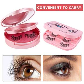 Travel Eyelash Box Kit with Makeup Mirror & Applicator