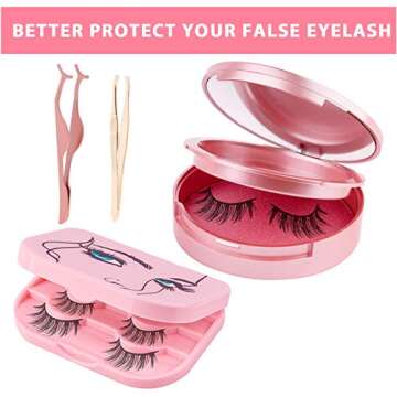 Travel Eyelash Box Kit with Makeup Mirror & Applicator