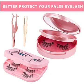 Travel Eyelash Box Kit with Makeup Mirror & Applicator