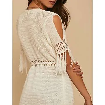Bsubseach Crochet Tassel Bikini Cover-Up for Women