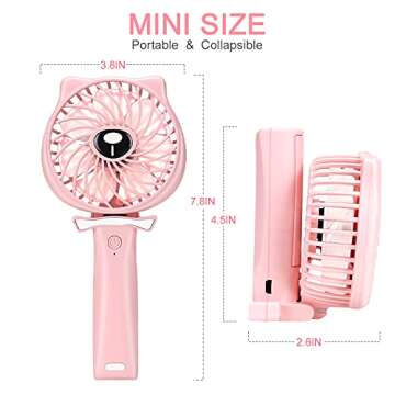 TriPole Mini Handheld Fan 2600mAh Battery Operated Fan 3 Speed Adjustable USB Rechargeable Small Por...