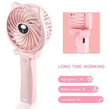 TriPole Mini Handheld Fan 2600mAh Battery Operated Fan 3 Speed Adjustable USB Rechargeable Small Portable Personal Fan Foldable Stroller Desk Table Fan for Kids Girls Woman Home Office Outdoor Travel