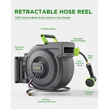 MYTOL Retractable Garden Hose Reel with Automatic Rewind