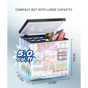 Compact Chest Freezer - 5.0 Cu Ft, Ideal for Home & Office
