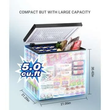 Compact Chest Freezer - 5.0 Cu Ft, Ideal for Home & Office