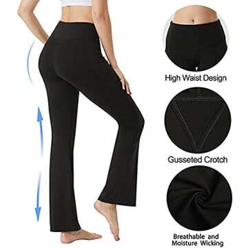 MINGHE High Waisted Black Flare Leggings for Women