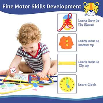 Busy Board for 1 2 3 4 Year Old Toddlers - Preschool Learning Activities Busy Book, Montessori Toys for Fine Motor Skills, Airplane Car Travel Essentials for Kids Boys Girls (Blue)