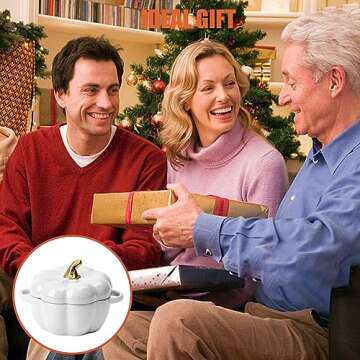 FTNESGYM Cute Bowl, Pumpkin Ceramic Bowl with Lid, Microwave & Dishwasher Safe Dessert or Soup Bowl with Handle, Decor Dinnerware for Thanksgiving Halloween Pumpkin Party (White)