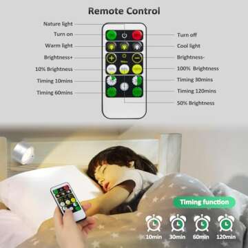 Lightbiz LED Wall Lights with Remote and Rechargeable Battery