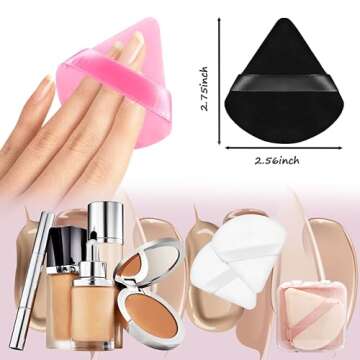 8 Pieces Triangle Powder Puff with 4 Travel Cases, Triangle Makeup Puff, Powder Puffs, Reusable Velo...