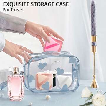 8 Pieces Triangle Powder Puff with 4 Travel Cases, Triangle Makeup Puff, Powder Puffs, Reusable Velour Cosmetic Foundation Blender Sponge for Loose Powder Body Powder, Beauty Makeup Tools (4 colors)