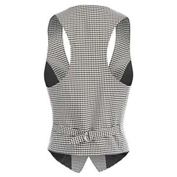 GRACE KARIN Lightweight Plaid Waistcoat Jacket for Women Sleeveless V-Neck Racerback Outwear(M, Black-White Plaid)