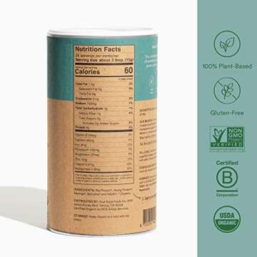 Your Super Skinny Protein Organic Superfood Powder – Plant Based Protein Powder, Made with Essential Amino Acids, Pea and Hemp Protein, Alfalfa, Moringa and Spirulina Powder (26 Servings)