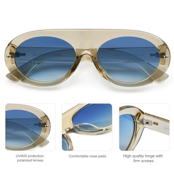SOJOS Trendy Flat Top Sunglasses with Polarized Lenses