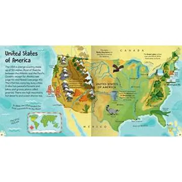 Brightly Colored First Atlas for Kids with Maps & Poster