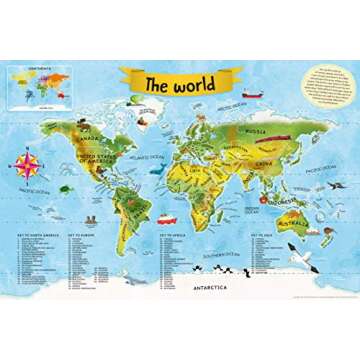 Brightly Colored First Atlas for Kids with Maps & Poster