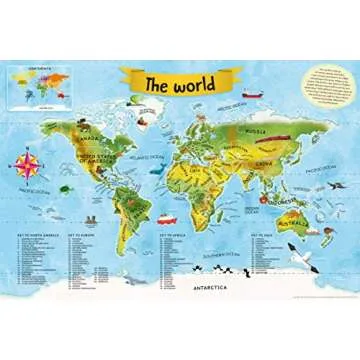 Brightly Colored First Atlas for Kids with Maps & Poster