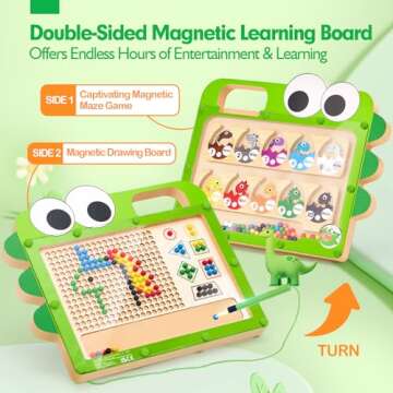hahaland Montessori Toys for 3 Year Old - 2 in 1 Magnetic Color and Number Maze & Drawing Board, Preschool Learning Activities, 3 Year Old Girl Boy Sorting Toys Gifts