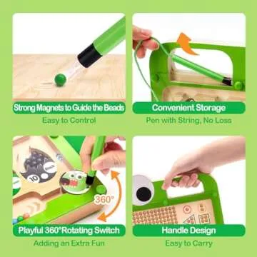 hahaland Montessori Toys for 3 Year Old - 2 in 1 Magnetic Color and Number Maze & Drawing Board, Preschool Learning Activities, 3 Year Old Girl Boy Sorting Toys Gifts