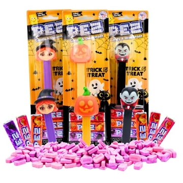 Spooky PEZ Halloween Dispensers with Candy - Pack of 3 Fun Designs