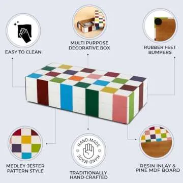 Handicrafts Home Handmade Medley Jester Collection Decorative Jewelry Box Organizer – Keepsakes, Trinkets, and Home Decor – Antique Coffee Table Storage, Memory Box, Farmhouse Style Decor, 10x4.5x2.5