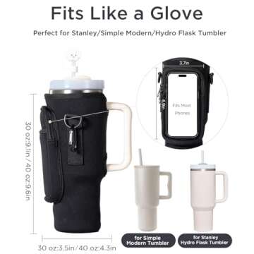 dabria Water Bottle Carrier Bag with Phone Pocket for Stanley 40/30 oz Tumbler Neoprene Water Bottle...