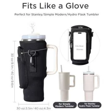 dabria Water Bottle Carrier Bag with Phone Pocket for Stanley 40/30 oz Tumbler Neoprene Water Bottle...