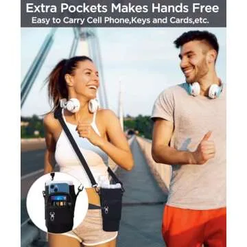 dabria Water Bottle Carrier Bag with Phone Pocket for Stanley 40/30 oz Tumbler Neoprene Water Bottle Holder Pouch with Adjustable Strap Bollus with Straw Cover & Carabiner for Stanley Cup Accessories
