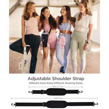 dabria Water Bottle Carrier Bag with Phone Pocket for Stanley 40/30 oz Tumbler Neoprene Water Bottle Holder Pouch with Adjustable Strap Bollus with Straw Cover & Carabiner for Stanley Cup Accessories