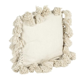 Creative Co-Op Cotton Slub Pillow with Tassels - 1 Count