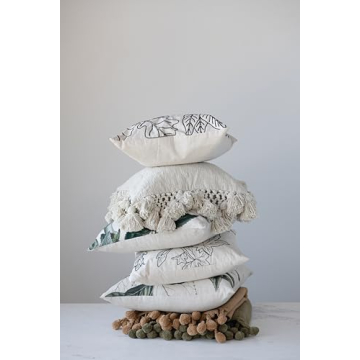 Creative Co-Op Cotton Slub Pillow with Tassels - 1 Count