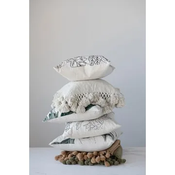 Creative Co-Op Cotton Slub Pillow with Tassels - 1 Count