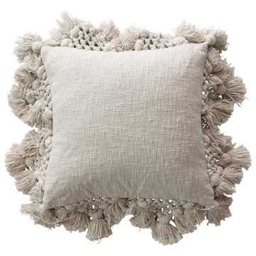 Creative Co-Op Cotton Slub Pillow with Tassels - 1 Count