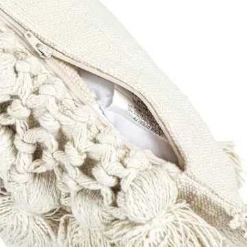 Creative Co-Op Cotton Slub Pillow with Tassels - 1 Count