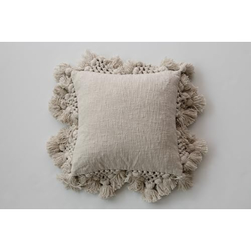 Creative Co-Op Cotton Slub Pillow with Tassels - 1 Count