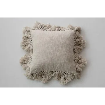 Creative Co-Op Cotton Slub Pillow with Tassels - 1 Count