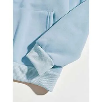 Cioatin Women’s Y2K Slogan Letter Graphic Oversized Aesthetic Hoodie Drop Shoulder Fleece Hooded Sweatshirt Pullover Sky Blue