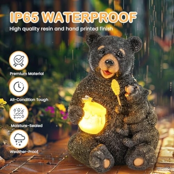 Solar Loving Bear Garden Statues for Outdoor Decor