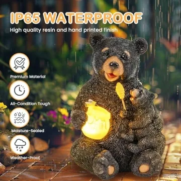 Solar Loving Bear Garden Statues for Outdoor Decor