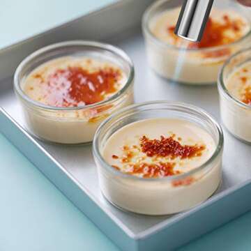 Kollea Butane Torch Lighter, Mini Kitchen Cooking Torch Lighter with Fuel Gauge & Continuous Flame Lock & Nozzle, Culinary Blow Creme Brulee Torch for Baking Food Desserts (Butane Gas Not Included)