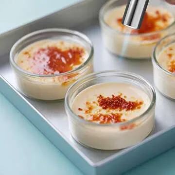 Kollea Butane Torch Lighter, Mini Kitchen Cooking Torch Lighter with Fuel Gauge & Continuous Flame Lock & Nozzle, Culinary Blow Creme Brulee Torch for Baking Food Desserts (Butane Gas Not Included)