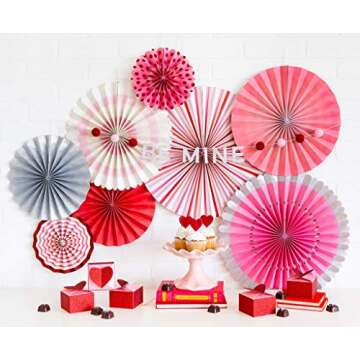 My Mind's Eye VAL501 Double-Sided Valentine Holiday Party Fans, Set of 8