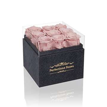 Perfectione Roses Preserved Roses in a Box, Dusty Rose Real Roses Long-Lasting Rose Valentines Day Gifts for Her Anniversary Mothers Day Birthday Roses Christmas Day
