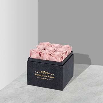Perfectione Roses Preserved Roses in a Box, Dusty Rose Real Roses Long-Lasting Rose Valentines Day Gifts for Her Anniversary Mothers Day Birthday Roses Christmas Day
